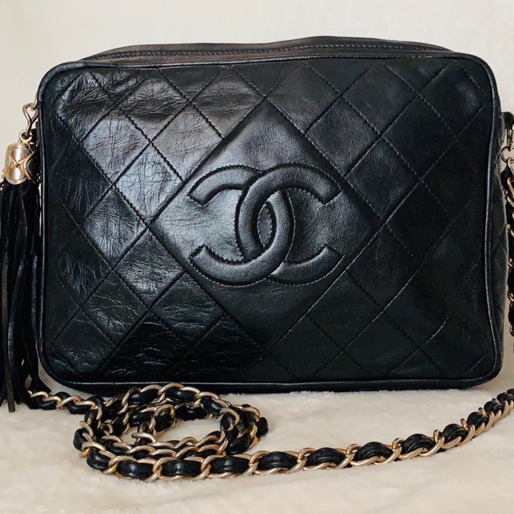 CHANEL Lambskin Quilted Camera Case Crossbody Bag